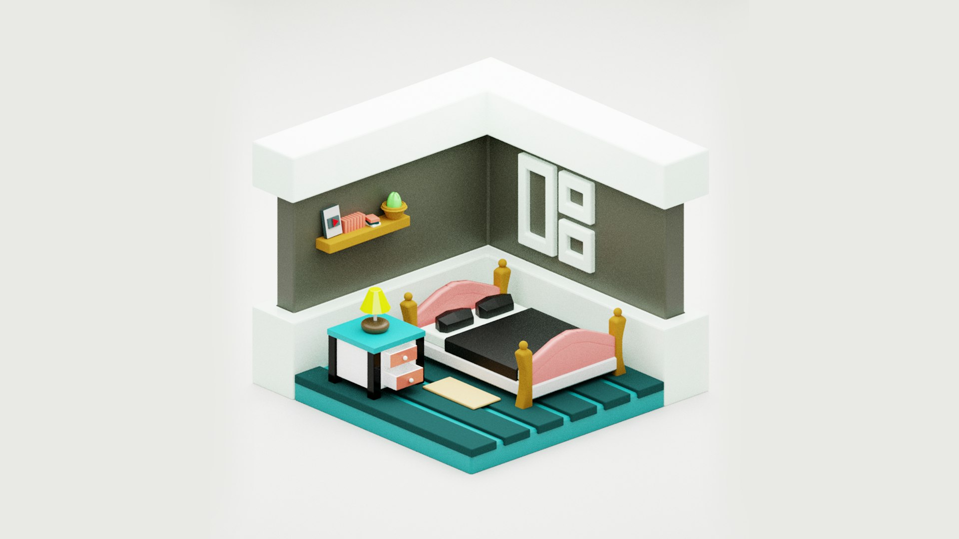 a room with a bed and a nightstand